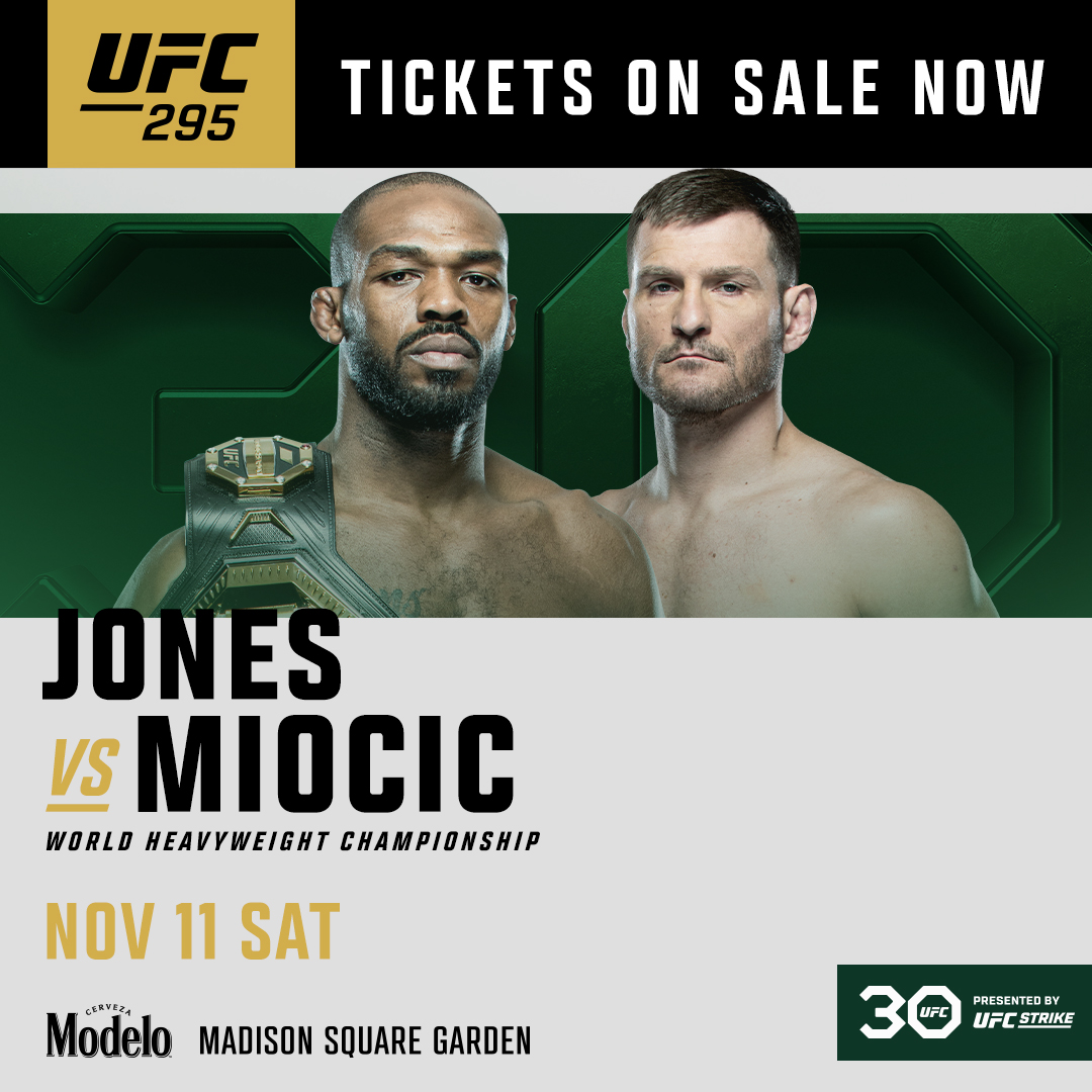 ufc's tweet photo. This one is CAN'T MISS 🤩

@JonnyBones and @StipeMiocic take over NYC this November for #UFC295!

Sat. Nov 11 | @TheGarden | 🎟️ https://t.co/QLGZiVbuAp https://t.co/NFIZdWvOhx