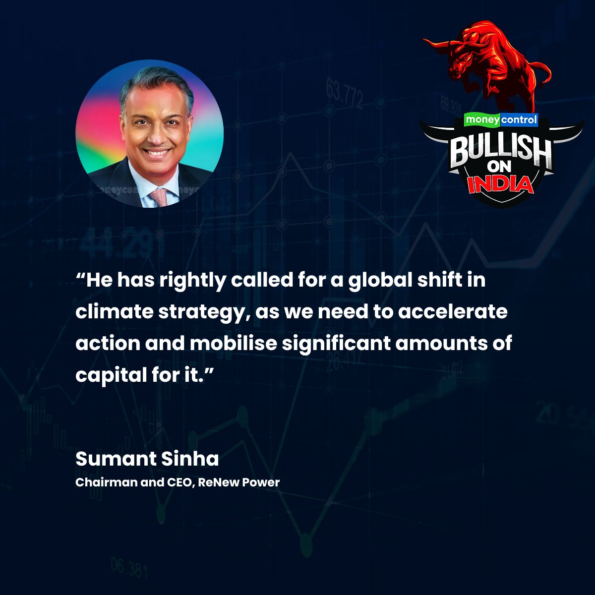 moneycontrolcom's tweet photo. ReNew Power Chairman and CEO Sumant Sinha said Modi's vision for the G20 summit is "clear and widely accepted", even in the prevalent challenging geopolitical period.
Read on to know more ⤵️
https://t.co/Iyn3qYLG1R
#PMModiOnMoneycontrol #MCBullishOnIndia #MCAtG20 #G20SummitDelhi #G20Summit #G20IndiaPresidency #G20India #G20Summit2023 @g20org @narendramodi @PMOIndia @sumant_sinha @ReNewCorp