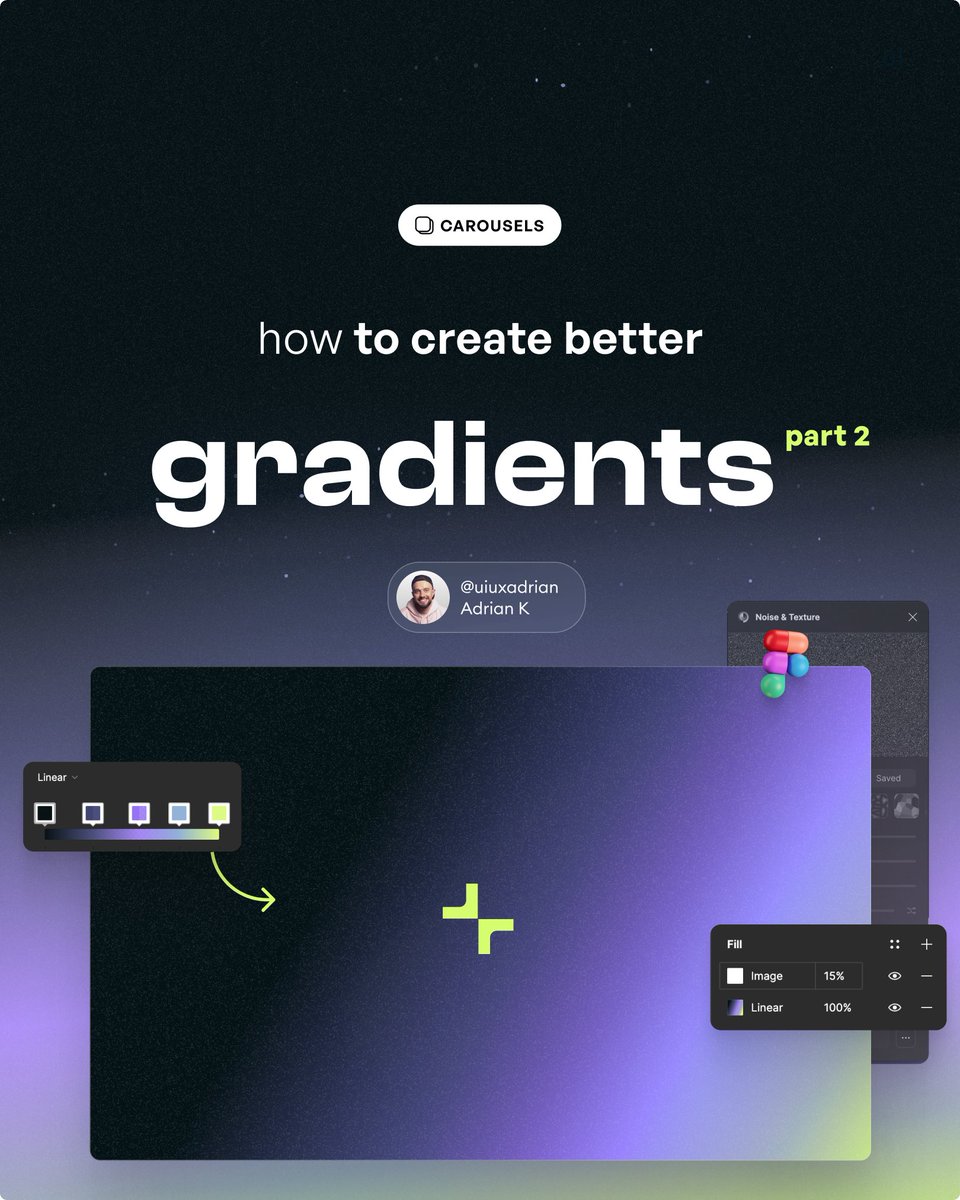 adriankuleszo's tweet photo. How to create better gradients - part 2 💫 https://t.co/w34gtzdprK