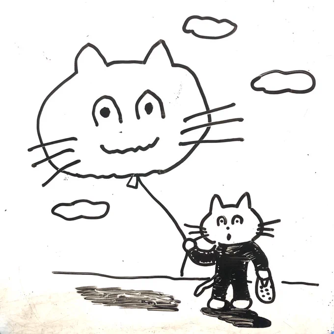 職場の誰かがねここの顔を描き残したから風船にしたんだ

#ホワイトボード
#みんなで楽しむTwitter展覧会 
#絵柄が好みっていう人にフォローされたい 
#芸術同盟
#イラスト 