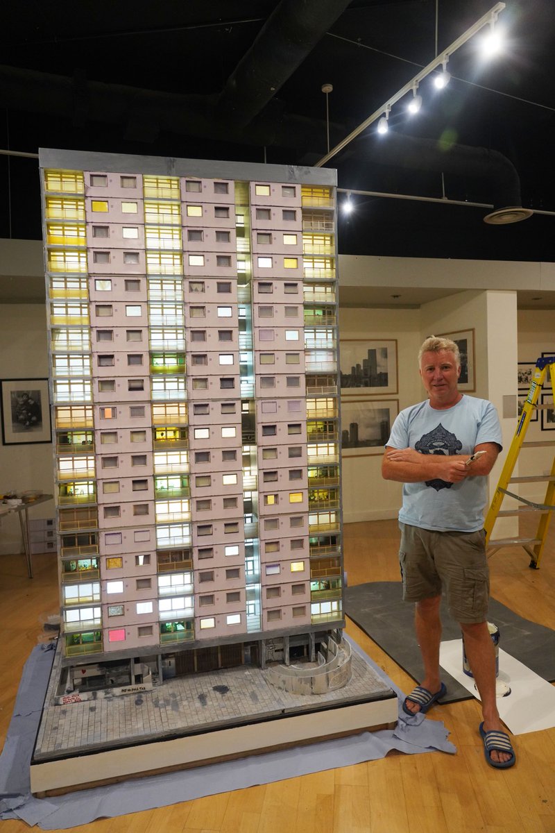 Nearly finished the restoration work on the Holly street Tower block model. Launch night on the 14th of September 6-7.30pm ⁦@HackneyMuseum⁩ for the ‘At Home in Hackney’ #photography group #exhibition #hackney #housing with many great artists including Rachel Whitehead