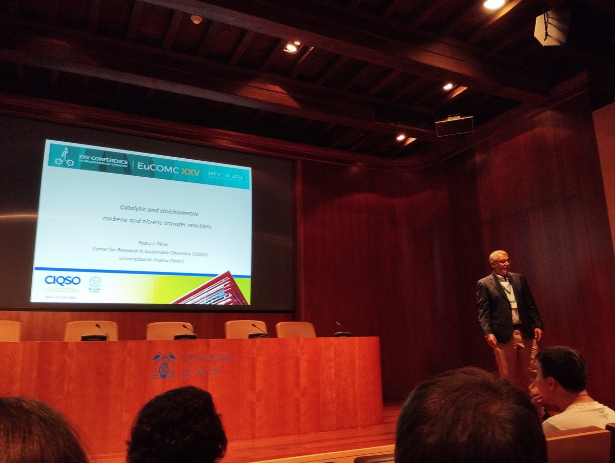 CIQSO Univ. of Huelva (@ciqso_uhu) on Twitter photo Prof. Pedro J. Pérez <a href="/PedroJPerez65/">Pedro J. Perez</a> is delivering the Plenary Lecture "Catalytic and Stoichiometric Carbene and Nitrene Transfer Reactions" <a href="/eucomc2023/">Eucomc2023</a> #EUCOMC23
#WeareUniversidaddeHuelva <a href="/UCC_UHU/">UCC_UHU</a> <a href="/UniHuelva/">Universidad de Huelva</a> <a href="/VicInvUHU/">Investigacion UHU</a> Prof. Pedro J. Pérez <a href="/PedroJPerez65/">Pedro J. Perez</a> is delivering the Plenary Lecture "Catalytic and Stoichiometric Carbene and Nitrene Transfer Reactions" <a href="/eucomc2023/">Eucomc2023</a> #EUCOMC23
#WeareUniversidaddeHuelva <a href="/UCC_UHU/">UCC_UHU</a> <a href="/UniHuelva/">Universidad de Huelva</a> <a href="/VicInvUHU/">Investigacion UHU</a>