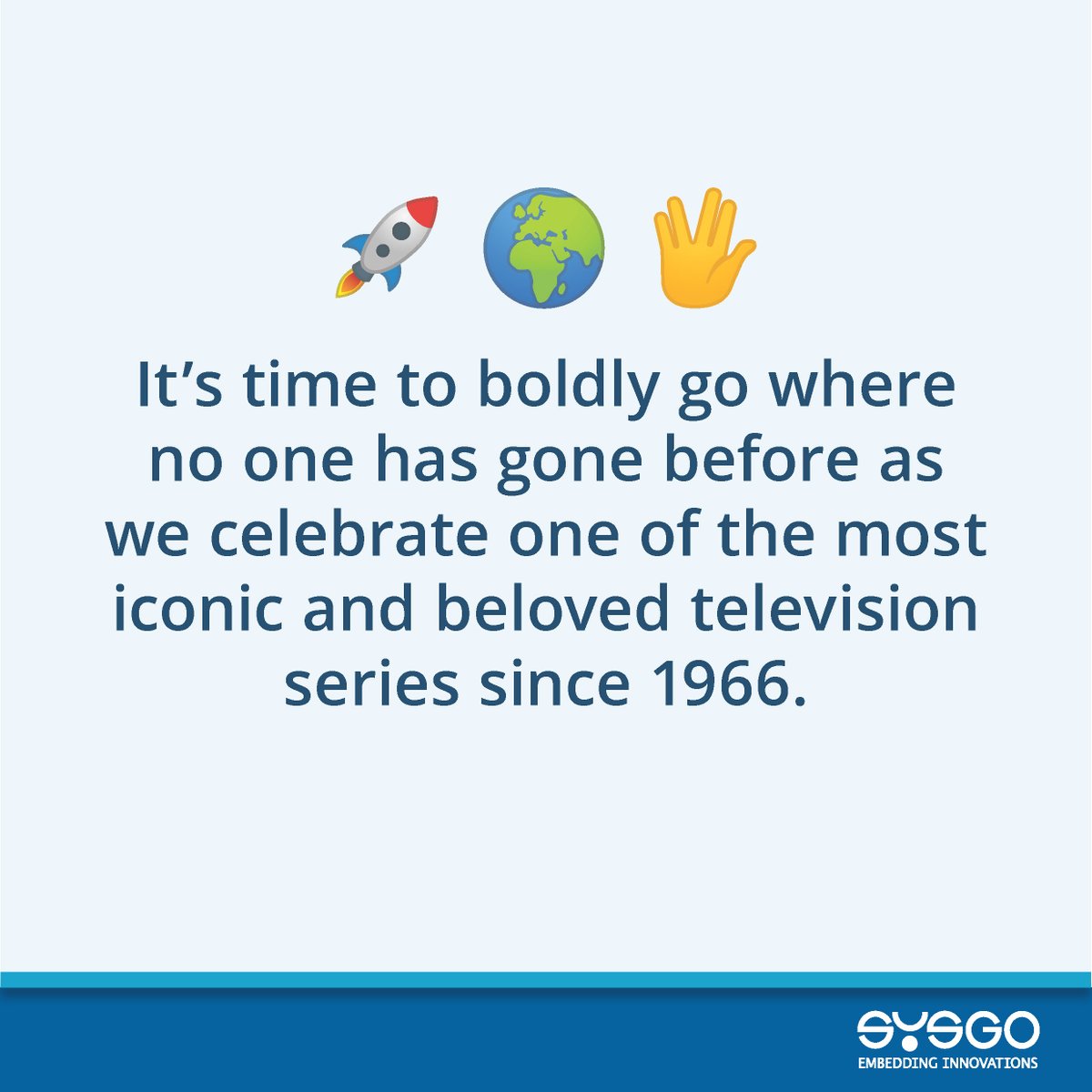 SYSGO's tweet photo. Let's celebrate International #StarTrekDay 🌌
#SYSGO embraces the spirit of #exploration, #innovation, and #collaboration. Live long and prosper🖖 https://t.co/RRDVVQEBOu

#space #spaceexploration #aerospace #avionics #embeddedsystems https://t.co/IxWgiLZvUX