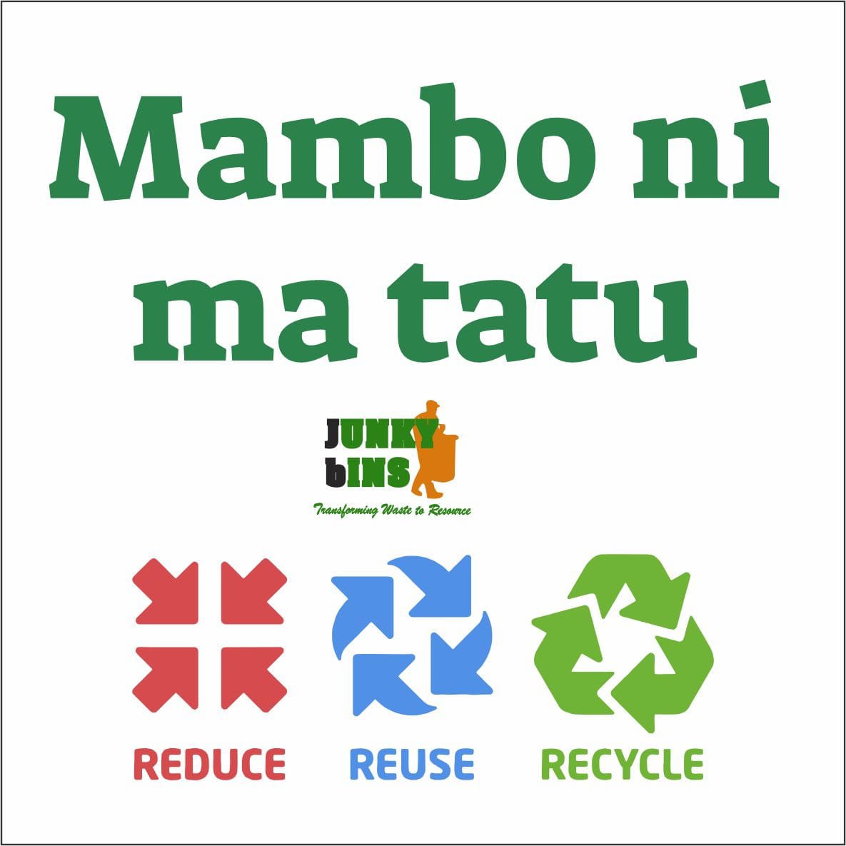 LamechLamarch25's tweet photo. Mambo ni matatu!

The 3R's (Reduce, Reuse, Recycle).

Be part of the solution, not pollution! 

#BeatPlasticPollution #BreakfreefromPlastic
#ElNino Nairobi Declaration https://t.co/max4vKN3vI