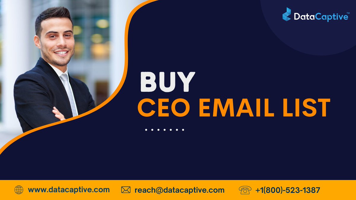 JacobMathew94's tweet photo. 📣Unlock New Avenues for #BusinessGrowth with DataCaptive's CEO Email List!🚀

Looking to connect with top-level executives? Our #CEOs Email List provides direct access to decision-makers, driving your #B2B marketing success!📈

Get started today: https://t.co/9KIWyU6QGR

#USA https://t.co/8WYlW3c4TG