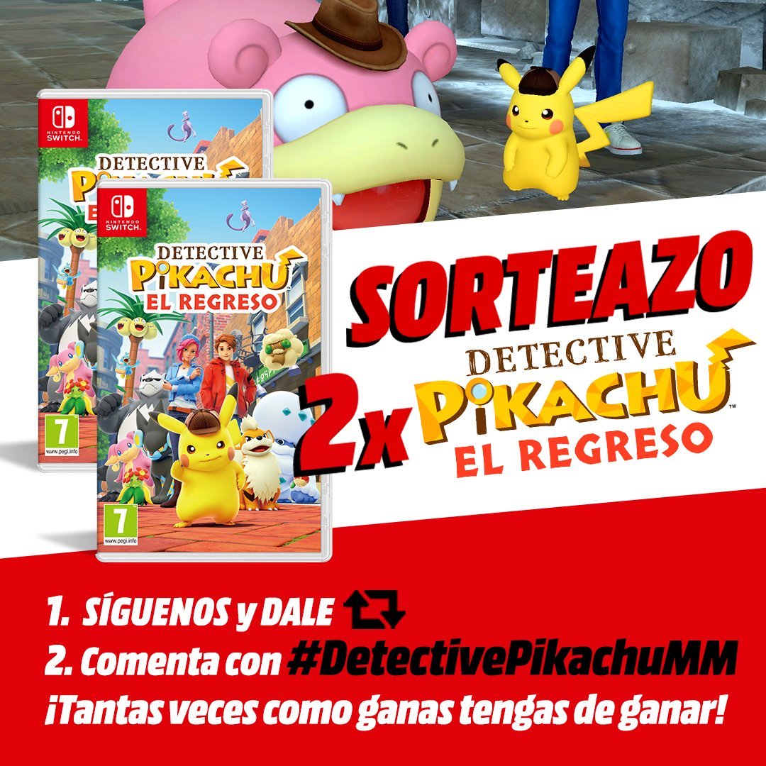 MediaMarktGames's tweet image. 🔎 SORTEAZO🔍 2⃣ juegazos Detective Pikachu: El regreso 🕵️ Es bocazas, gamberro y amante del ☕️

1⃣ Síguenos
2⃣ Dale RT y comenta con #DetectivePikachuMM tantas veces como ganas tengas de ganar😎

Resérvalo aquí➡️ bit.ly/DetectivePikac…
🚨 ¡Participa solo hoy! 🍀