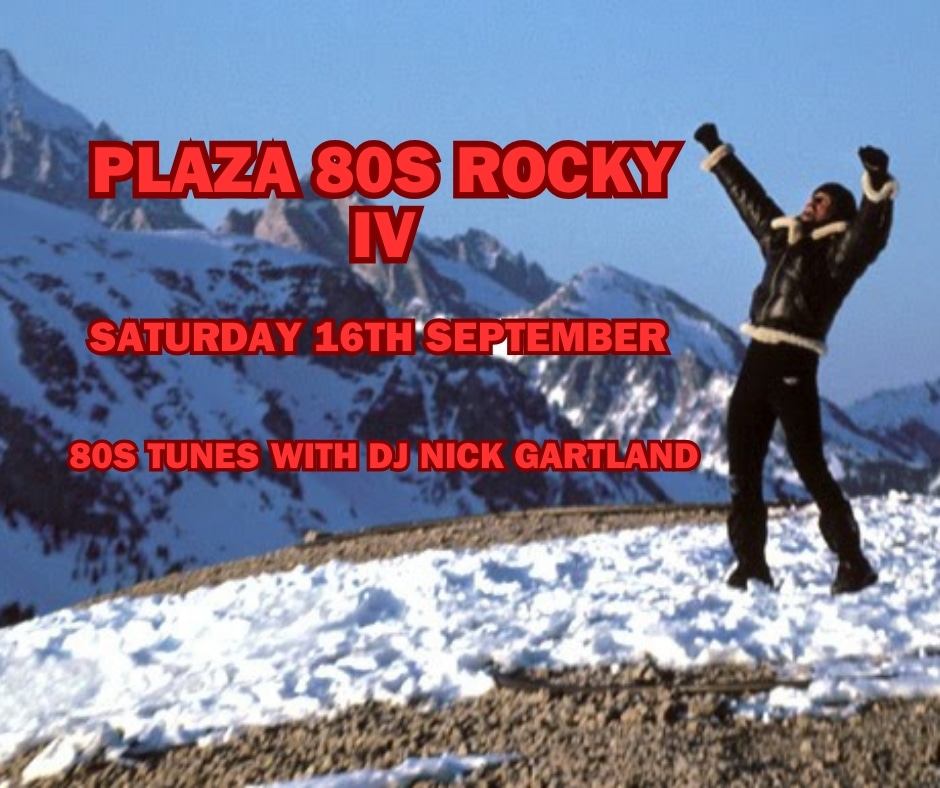 Plaza 80s Presents Rocky IV is just over a week away on Saturday 16th September.

Have you grabbed your ticket yet? 

I'll be back playing 80s tunes before the film and a Bar.  

>>>> tinyurl.com/RockyIVPlazaTi… 🎟😀

#rockybalboa #rockyiv #rocky #plaza80s