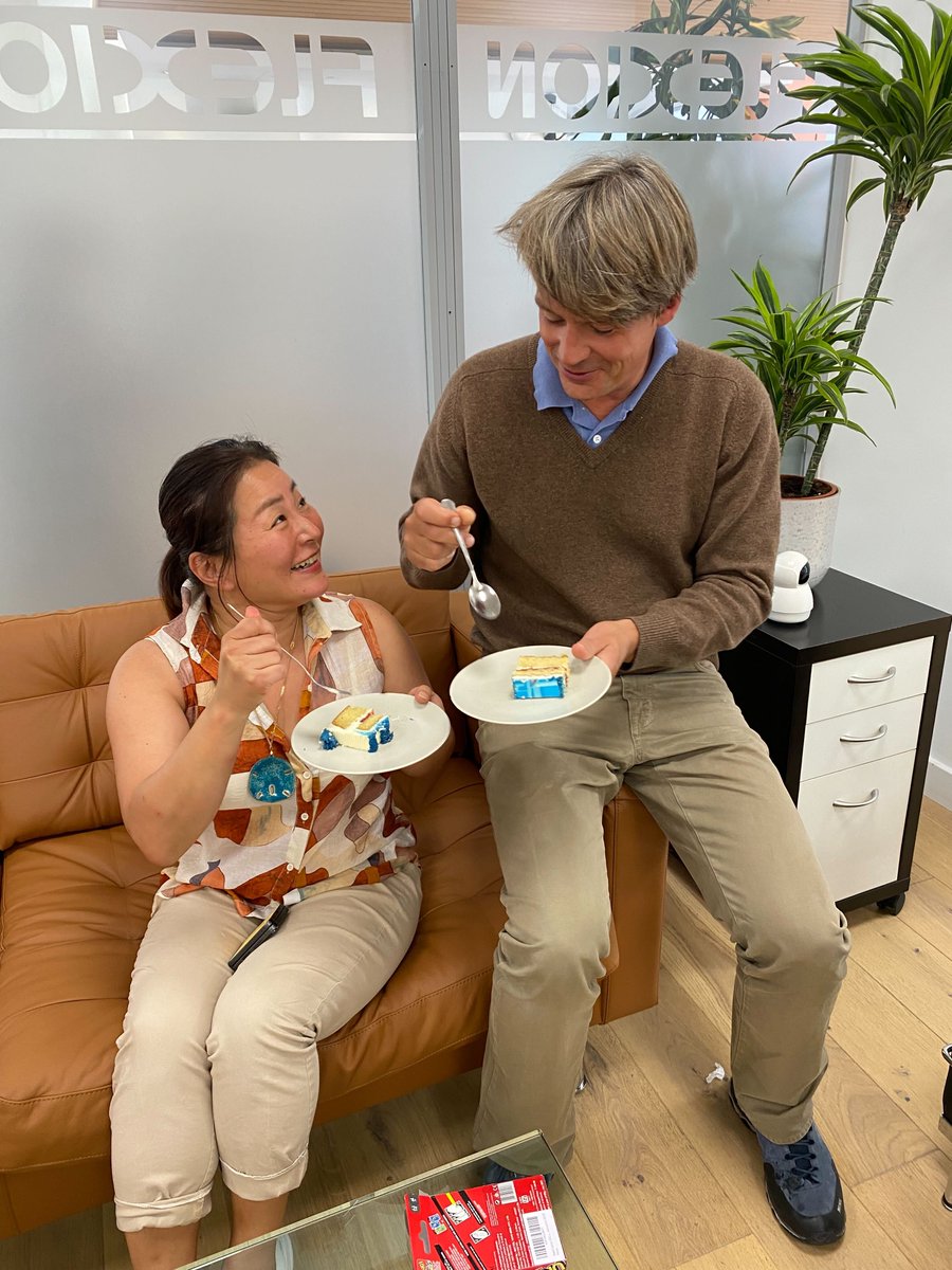 flexionmobile's tweet photo. Work hard. Eat Cake. That might need to become our company slogan. 🍰 😁

The other day our London and Budapest teams celebrated our partnership with @scopely to bring the hit games #MonopolyGo and #StumbleGuys to the alternative app stores. https://t.co/IM1k41vfTH https://t.co/LS2nSSTBnI
