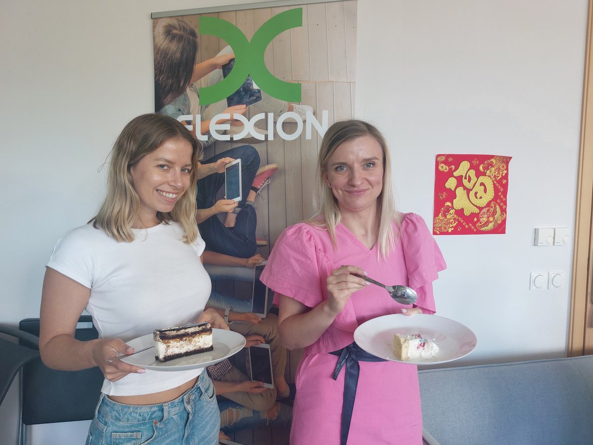 flexionmobile's tweet photo. Work hard. Eat Cake. That might need to become our company slogan. 🍰 😁

The other day our London and Budapest teams celebrated our partnership with @scopely to bring the hit games #MonopolyGo and #StumbleGuys to the alternative app stores. https://t.co/IM1k41vfTH https://t.co/LS2nSSTBnI