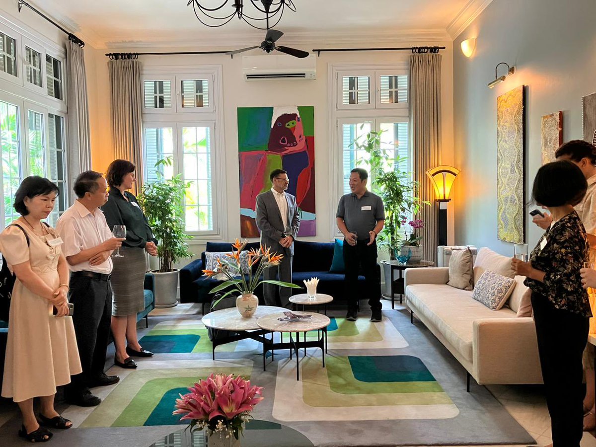 AusAmbVN's tweet photo. Lovely lunch at the residence to farewell 18 agricultural scientists travelling to Australia tomorrow as part of @ACIARVietnam’s John Dillon fellowship.

Over 30 years, 🇦🇺 has invested over $150 million in ag research 🌾 - generating $90 for 🇻🇳 for every dollar spent! https://t.co/na2rQA5HUa