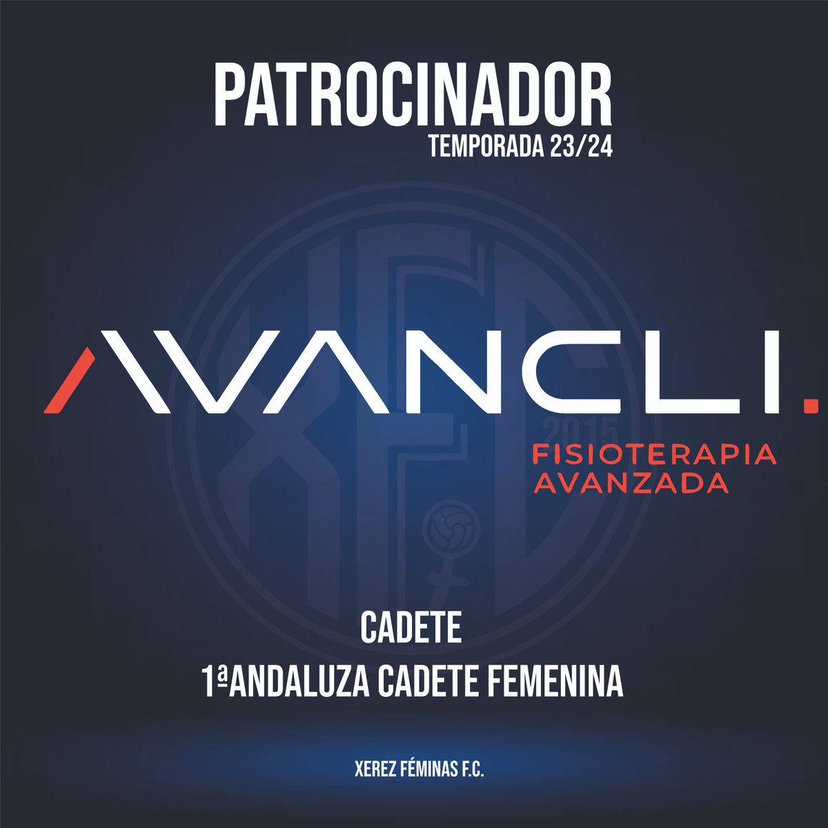 XerezFemFC's tweet photo. PATROCINADOR

AVANCLI Fisioerapia Acanzada se convierte en sponsor del equipo cadete en 1ª Andalzua y su logo vestirá las camisetas

AVANCLI con sede en Ubrique, especialistas en fisioterapia y osteopatía y nutrición, además son centro de reconocimientos médicos y de conductores. https://t.co/oMRhXZjoQs