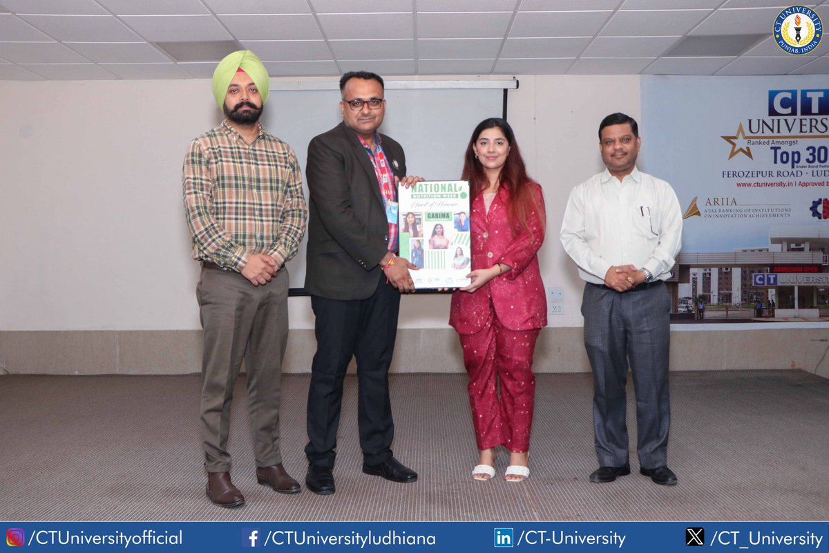 DietitianGarima's tweet photo. Honoured to be invited a guest speaker at @CTuniversity to enlighten the students in National Nutrition week.
Topic of discussion: Art of eating (students edition)
#dietitiangarima #dg #creatinghealthylives #garimagoyalofficial #garimagoyalrd #sociohutt https://t.co/hW87gS6B6Q