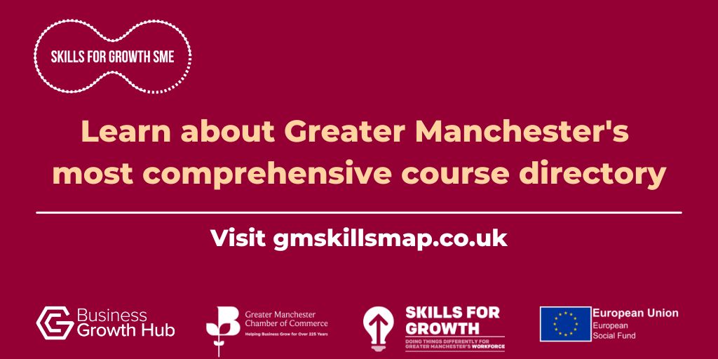 Take the time to visit the GM Skills Map 👉ow.ly/Itxr50PFQr2 

It is the place to search for thousands of fully funded and commercial courses from top training providers in the region. 

Upskill, train and develop your workforce with <a href="/SkillsGrowthSME/">SkillsForGrowthSME</a>