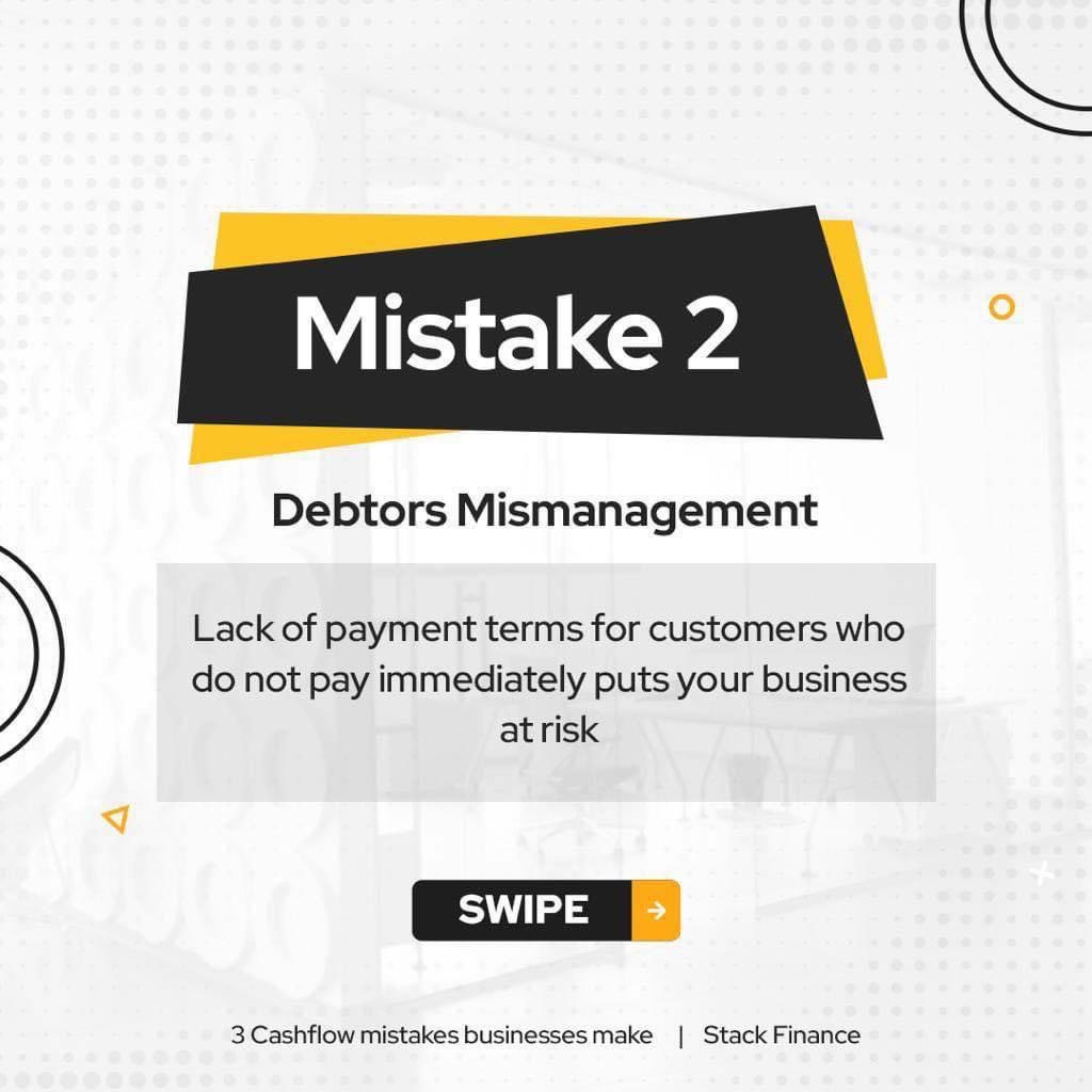 Stackfinanceapp's tweet image. Businesses make mistakes all the time. But not being aware of where the mistakes come from is a problem.

Here are some cashflow mistake that businesses make.

#stackfinance #stackelbergng #finance #accounting #hushpuppi #cashflow #16thHeadiesAwards #tips #stack #app #Byelection