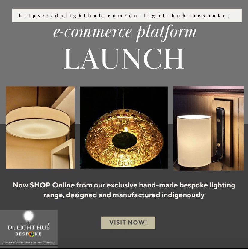 dalighthub's tweet photo. Exciting news!! Da Light Hub Bespoke is pleased to launch its e-commerce platform for highly exclusive and beautifully crafted light fixtures.

👉Logon to https://t.co/bPbhrFaElY
#dalighthub #bespoke #trending https://t.co/AqZRJyE8LT