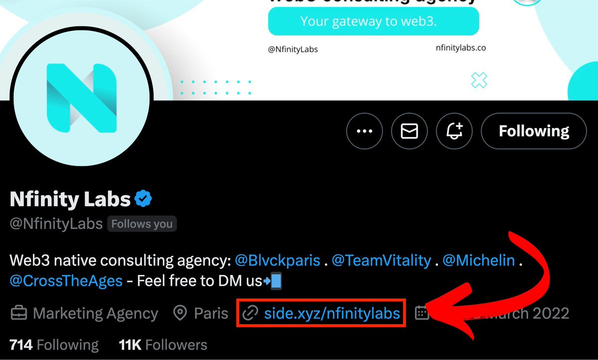 Nfinity Labs 🤝 Side.xyz

İki projemiz arasında bu yeni işbirliğini duyurmaktan heyecan duyuyoruz.

<a href="/NfinityLabs/">Nfinity Labs</a> artık biyografisindeki bağlantı için <a href="/sidexyz/">Side.xyz</a> sayfasını kullanıyor.