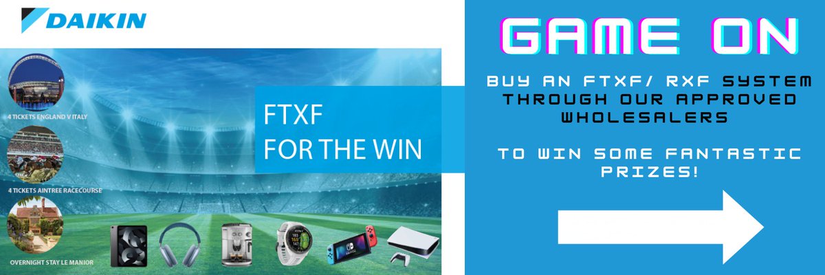 OceanairUK's tweet photo. A quick reminder that @Daikinuk are still holding their fabulous promotion! 

Every invoiced purchase of any qualifying air conditioning system from the FTXF/RXF range receives one entry into the monthly draw. 

Click the link for more information.
https://t.co/7OLBijyedV https://t.co/tjDLFZNgG1