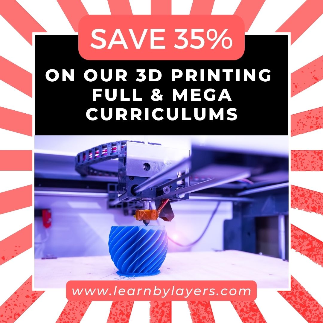 learnbylayers3D's tweet image. Don&apos;t miss out on this incredible offer! learnbylayers.com is slashing prices by 35% on the Full &amp;amp; Mega curriculum for #3dprinting. Elevate your teaching game, save time on lesson planning today! #EducationalTools #techCurriculum #3dprintinglesson #3ddesignlesson