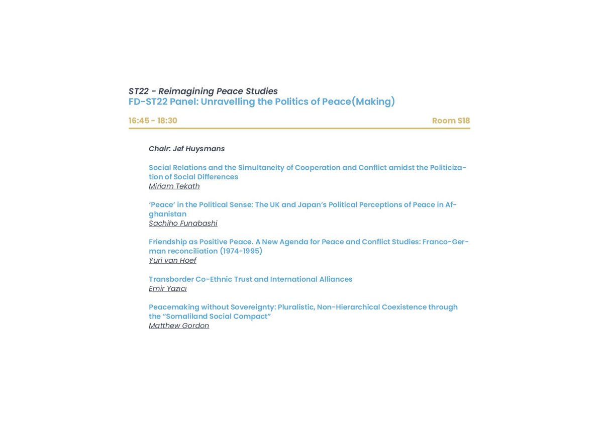 MiriamTekath's tweet photo. I am delighted to be part of the #EISAPEC23 in Potsdam this year! If you are interested in #youth, #peace and conflict dynamics in the field of #HigherEducation, I will be presenting my research in two exciting panels this evening and tomorrow morning: https://t.co/ML7dAjL9X8