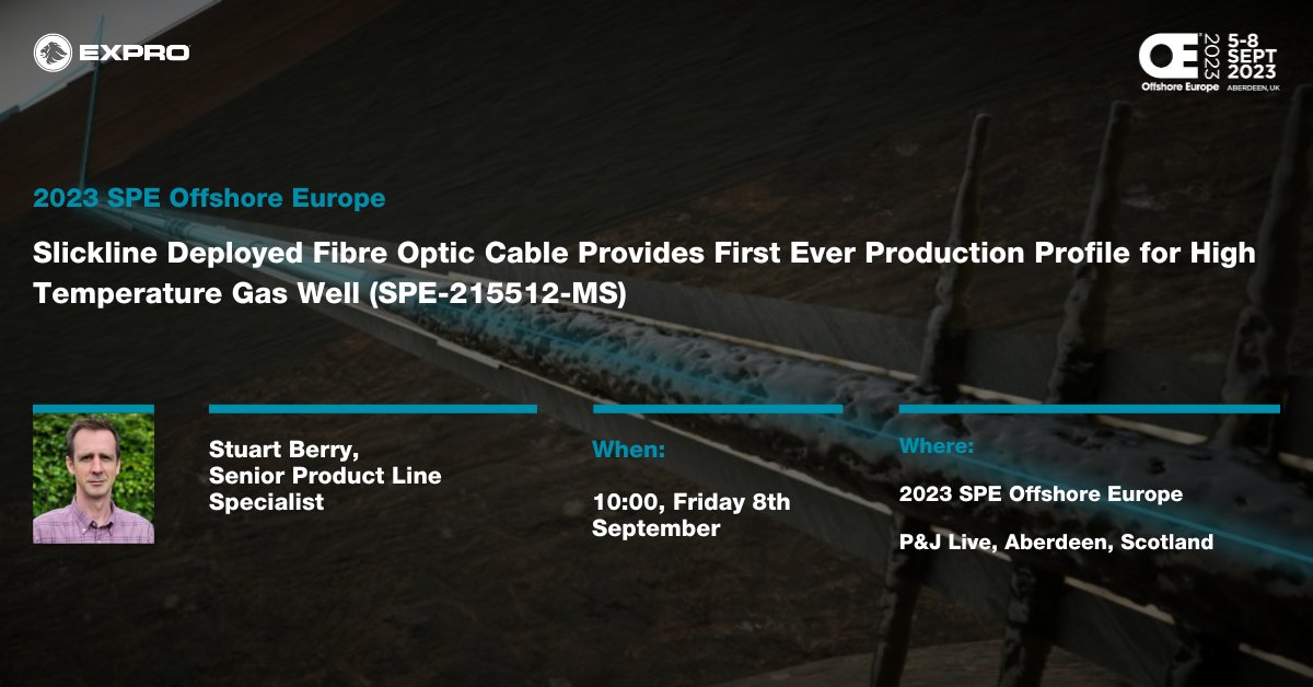 ExproGroup's tweet photo. At @SPE_OE today, Stuart Berry, Senior Product Line Specialist, and @TotalEnergies discuss how slickline-deployed fiber optic cable provided the first production profile for an HT gas well at 10 a.m. 

https://t.co/qkpyu6mdIG 

#WellInterventionAndIntegrity #OffshoreEurope https://t.co/LMKdV9fVTr