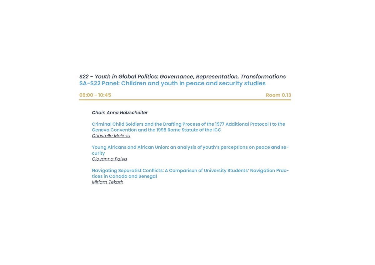 I am delighted to be part of the #EISAPEC23 in Potsdam this year! If you are interested in #youth, #peace and conflict dynamics in the field of #HigherEducation, I will be presenting my research in two exciting panels this evening and tomorrow morning: