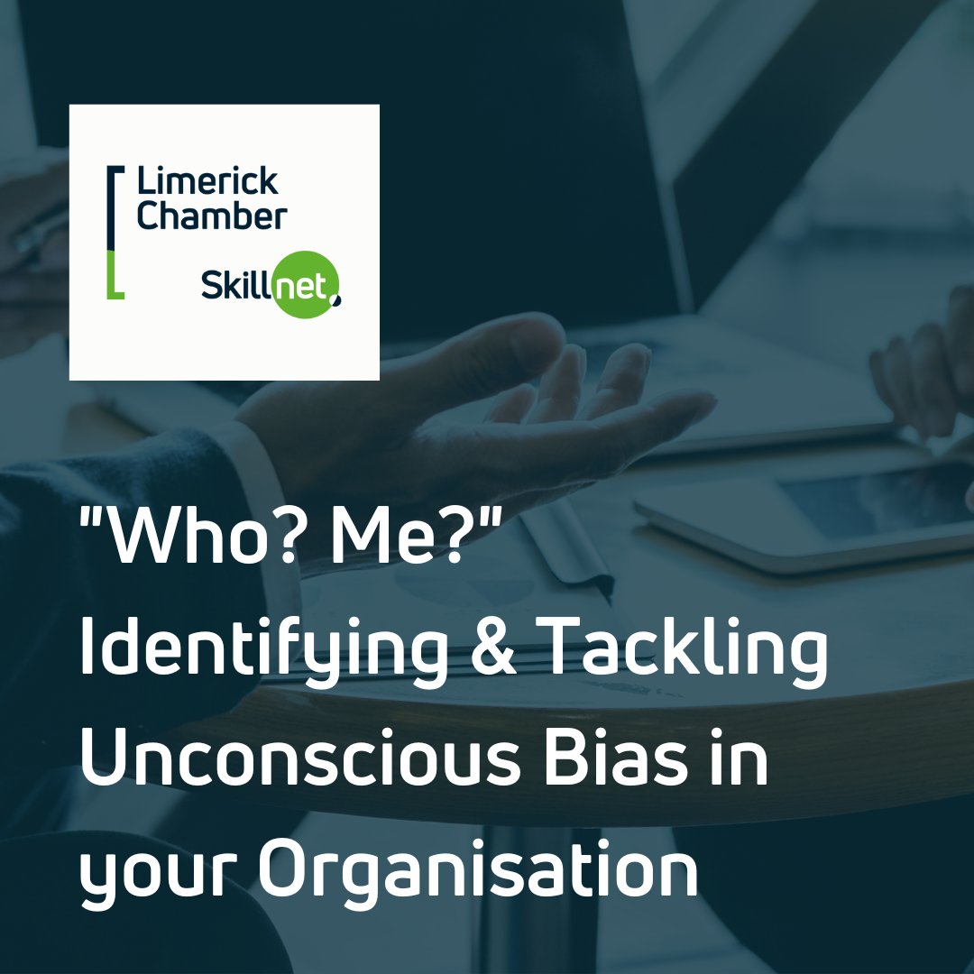 "Who? Me?" Identifying &amp; Tackling Unconscious Bias in your Organisation with <a href="/hiltcareers/">Hilt Careers - Back Yourself</a>
Recognising &amp; managing unconscious bias is essential for creating diverse, equitable &amp; inclusive workplaces
📅 Wed 27th Sept
⏰ 1pm – 2pm
📍 Online
✍ Register: limerickchamber.ie/who-me-identif…