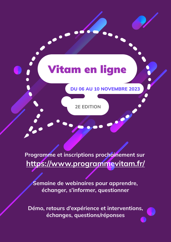 ProgVitam's tweet photo. Une nouvelle édition de #Vitam en ligne se prépare... Vous pouvez dès à présent 
- noter les dates de cette semaine du webinaires 📅: [6 au 10 novembre];
- vous replonger dans la précédente édition 😄👨‍💻👩‍💻
https://t.co/eWWAIoJGSx https://t.co/3A61EqJOd9