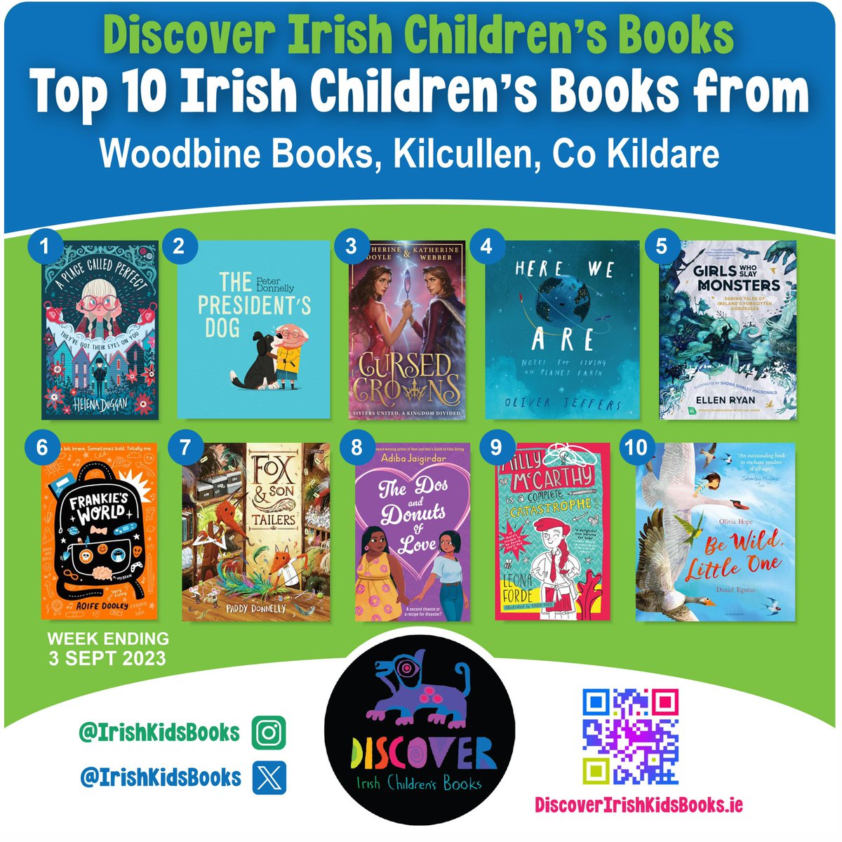 This week's @IrishKidsBooks Irish Top 10 comes from @WoodbineBooks - and it's a cracker! Congrats to @Heldideas, @donnellypa, @paddydonnelly, @doyle_cat, @hopewrites, @EllenRyanWrites, @ShonaShirleyMac, @leonaforde1, Karen Harte, Aoife Dooley, @OliverJeffers, @adiba_j!
