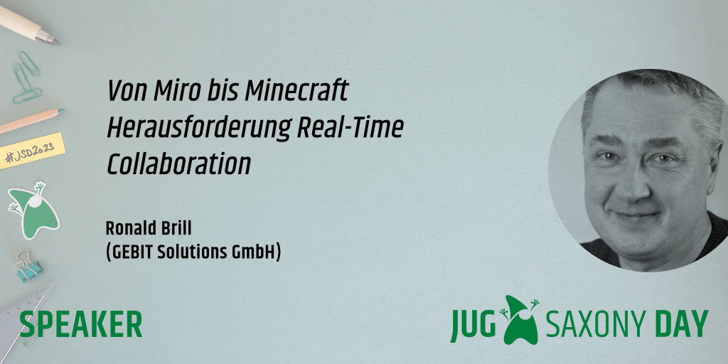 JUG Saxony (@jugsaxony) on Twitter photo Nutzt Ihr kollaborative real-time Anwendungen im Arbeitsalltag? Ronald Brill <a href="/HtmlUnit/">HtmlUnit</a> von <a href="/gebitsolutions/">GEBIT Solutions GmbH</a> stellt Euch neuartige #UseCases kollaborativer Software vor beim 10. #JUGSaxonyDay am 29.09.23 in Radebeul. jugsaxony.org/day/programm/d…
#JSD2023 #Sachsen #realtimeCollaboration Nutzt Ihr kollaborative real-time Anwendungen im Arbeitsalltag? Ronald Brill <a href="/HtmlUnit/">HtmlUnit</a> von <a href="/gebitsolutions/">GEBIT Solutions GmbH</a> stellt Euch neuartige #UseCases kollaborativer Software vor beim 10. #JUGSaxonyDay am 29.09.23 in Radebeul. jugsaxony.org/day/programm/d…
#JSD2023 #Sachsen #realtimeCollaboration