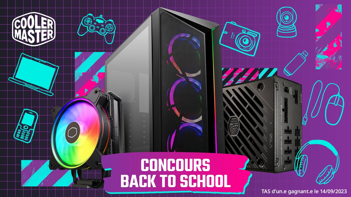 coolermasterfr's tweet image. Qui a survécu à cette semaine de rentrée ? 👀 

Pour fêter ça, on fait GAGNER un bundle avec : boîtier PC CMP 510 + ventirad Hyper 212 Halo + alimentation V750 Gold i ! 🎁

Si tu souhaites participer :
✔️ Follow @coolermasterfr
🔁 RT ce Tweet

Fin du concours le 14/09 ! GLHF. 😎