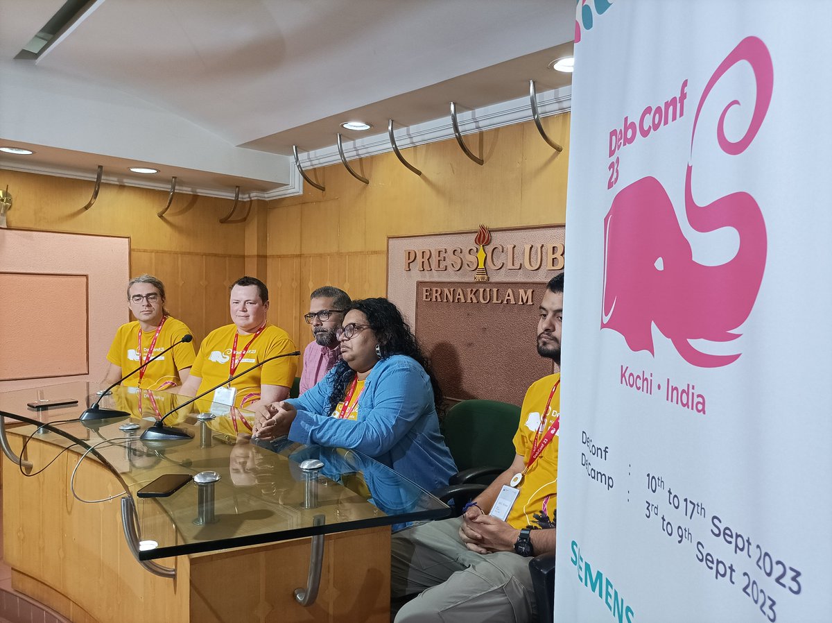 manojkmohan's tweet photo. #DebConf2023 Press Meet today at Eranakulam Press Club, Kerala
@debian @DebianIndia https://t.co/Ug3Fvg6l54