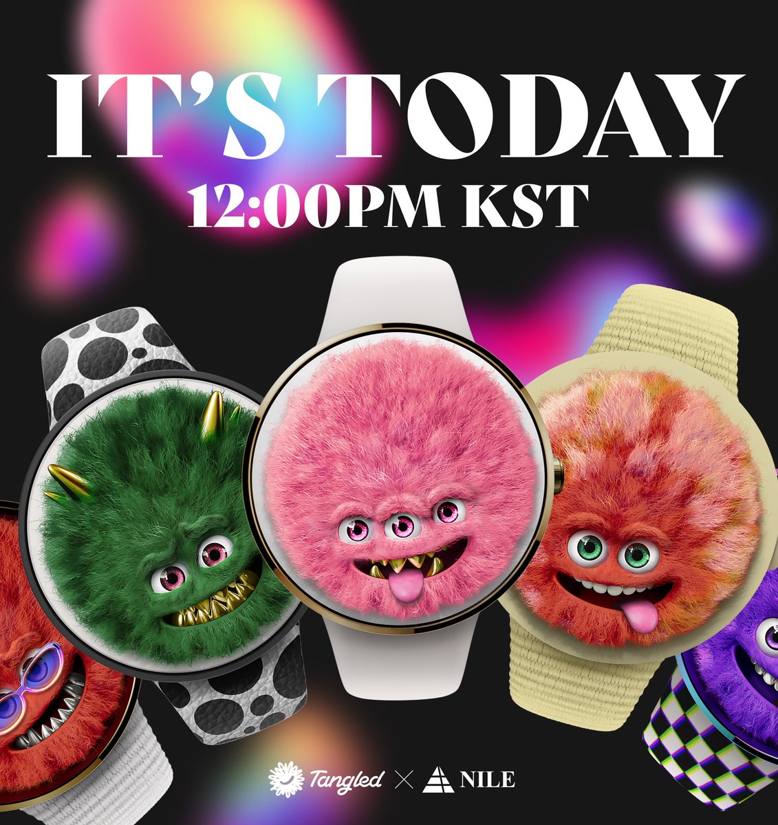 AnSungyoun's tweet photo. 🚀 𝗜𝘁'𝘀 𝗵𝗮𝗽𝗽𝗲𝗻𝗶𝗻𝗴 𝗧𝗢𝗗𝗔𝗬! ⏰

Don't let time slip away–mint your Tangled Timepiece NFT now.

This cute, colorful watch is up for auction with bids. 
𝗕𝗶𝗱 𝗣𝗿𝗶𝗰𝗲: (미정)
Today 12:00PM KST

Get the scoop at https://t.co/bf1hqV0NSl
MintingNow Auction https://t.co/DzEbO34cPc