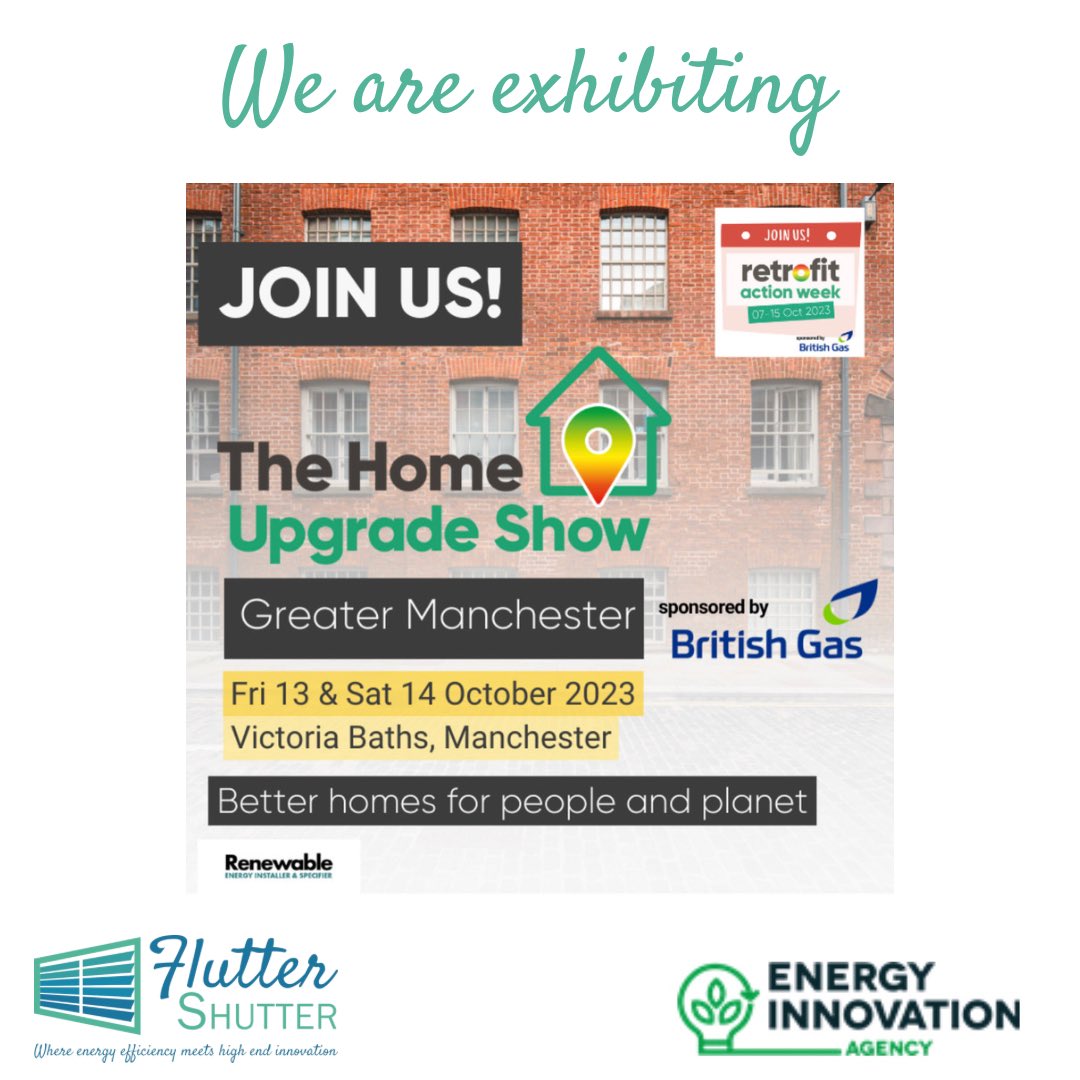 FlutterShut_Ltd's tweet image. Thank you to the amazing @EIAgency_ we will be joining them in exhibiting @lowcarbonhomes event. Sponsored by @BritishGas. Get your tickets to attend today! Come and say hello 👋🏻 &amp;amp; learn more about Flutter Shutter! #retrofitactionweek