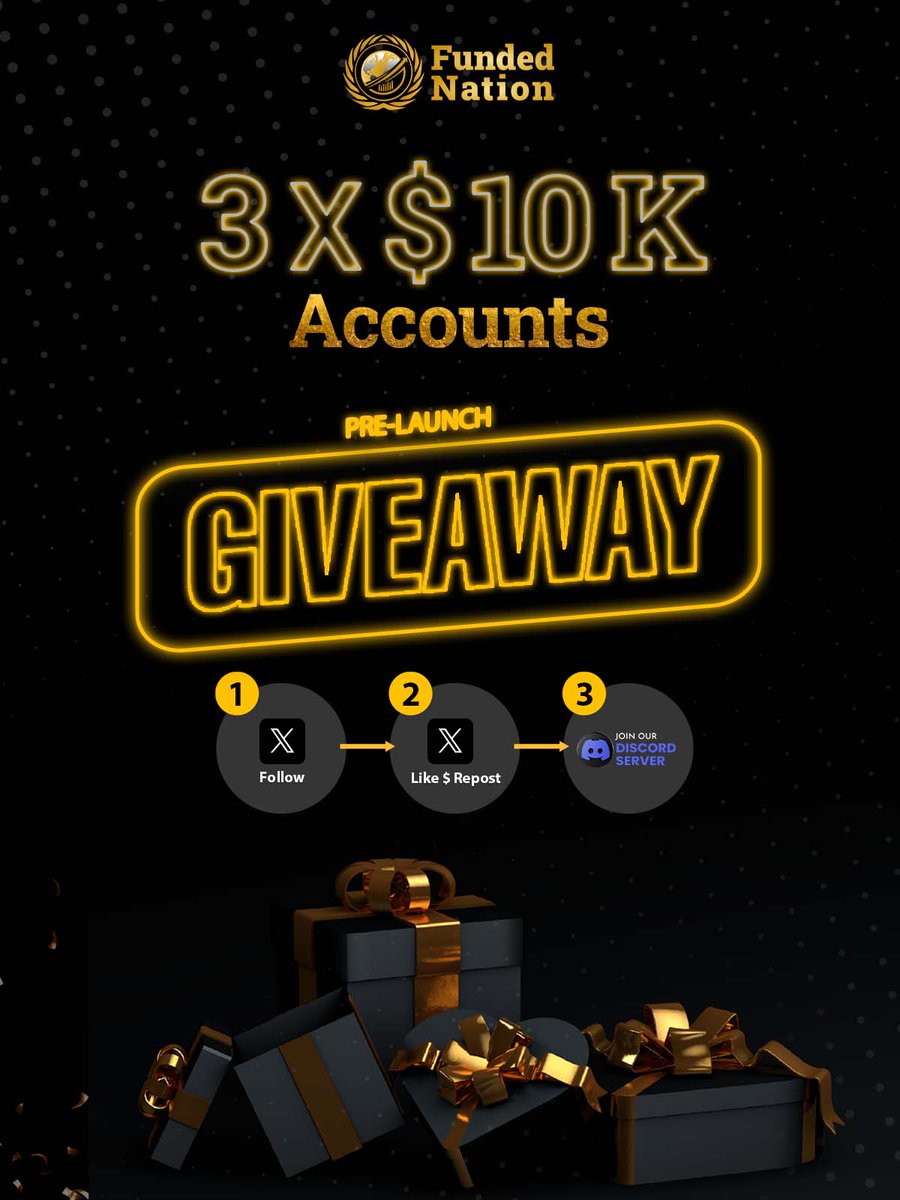 3 x $10k Funded Nation Account Giveaway 

→ Criteria to Win⤵️

▫️Follow <a href="/FundedNation/">FUNDED NATION</a>, @KarthikSRajanna, @IssacHenry2023 
▫️Follow <a href="/Slim_Oraro/">O R A R O 🧠 📊</a> &amp; <a href="/DFavynation/">Favynation</a>
▫️Like &amp; Repost this tweet
▫️Tag 3 friends 

▫️Must Join Discord : discord.gg/qZQegeU9Fr

Winners after 72Hrs  LFG💨🔥