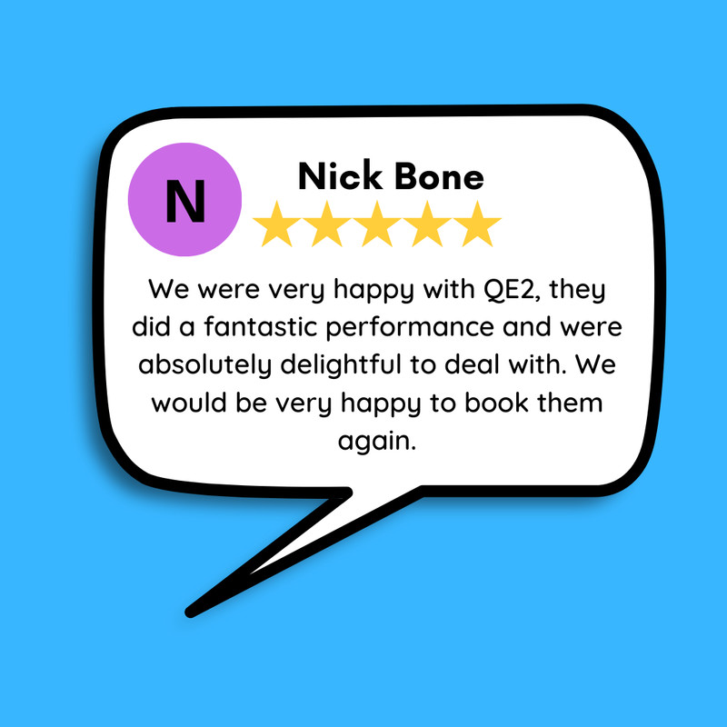 We received another great review for our Queen tribute act, QE2, after Nick booked them through us to perform at a music festival back in July!

Check out QE2 here: bit.ly/3P2qFe9