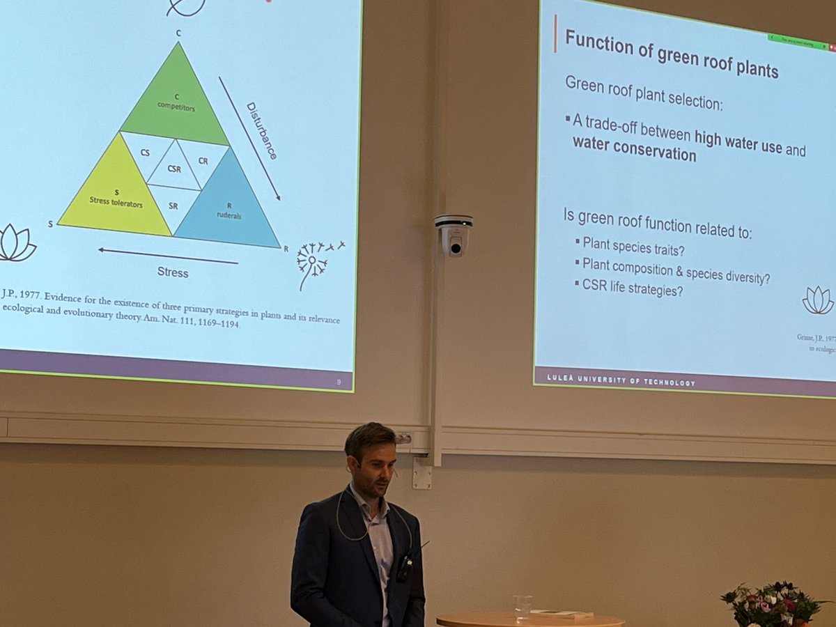 Växtlighet på #grönatak och #dagvatten #avrinning står i centrum för Joel Lönnqvists disputation <a href="/_DagNat/">Dag&Nät</a> #DRIZZLE <a href="/LTUniv/">Luleå tekniska universitet</a> idag. Vill du veta mer om hur växternas  egenskaper, #biodiversitet och livsstrategier påverkar avrinning och  #fördröjning? Läs här  ltu.diva-portal.org/smash/get/diva…