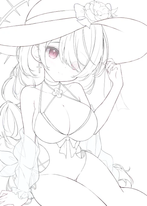 デザインめちゃめちゃ好きだから水着ヒナタ描こうとしてる#ブルアカ 