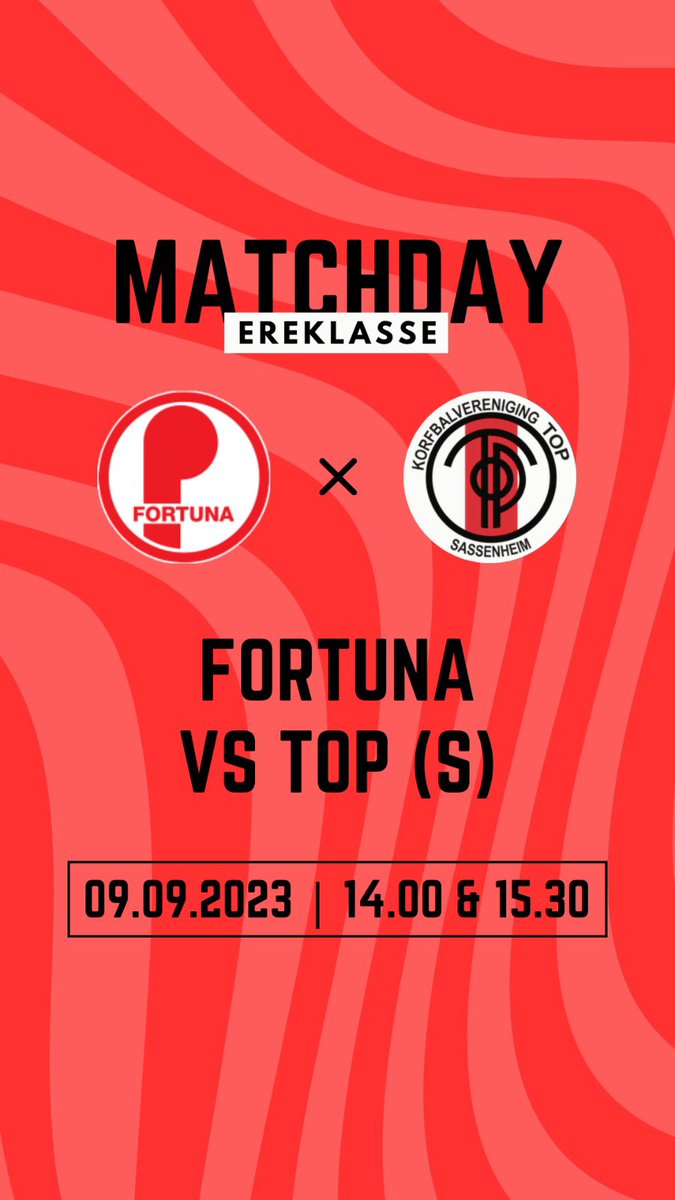 Op het thuisprogramma zaterdag de start van de Ereklasse voor Fortuna 1 en 2 tegen @kvTOP. Zien we je morgen langs het veld bij de start van de competitie? ☀️ 😎 

In de kantine ‘s middags extra verkrijgbaar: een heerlijk broodje bal. 

#wegaanweerbeginnen 🔴⚪️