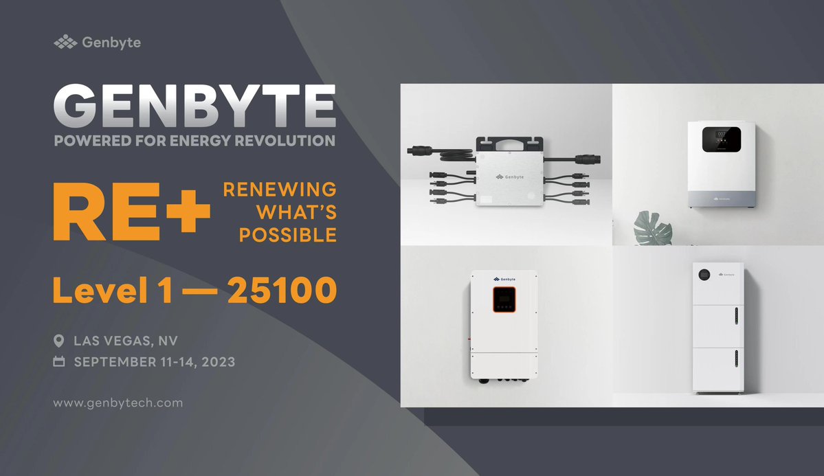 GenbyteTech's tweet photo. One day to go!! 
Welcome to visit our booth at @REPlusEvents USA 2023 
Booth No. Level 1- 25100 
From 11th to 14th September 
At Expo Center, #LasVegas, USA
#Genbyte #SOLAR #GreenEnergy #RenewableEnergy #exhibition #PortableEnergyStorage #solarenergy #solarpower #REPlus23  #USA https://t.co/HWSu5jS2lc