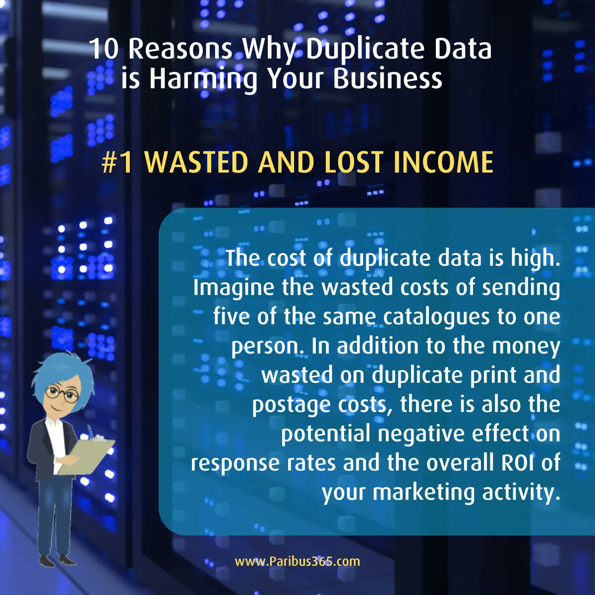 Paribus365's tweet image. ⭐10 REASONS WHY DUPLICATE DATA IS HARMING YOUR BUSINESS ⭐

1.  Wasted Costs and Lost Incomes

To reduce wasted costs, users need to identify duplicates &amp;amp; prevent additional #duplicaterecords from being entered into #CRM

Find out more: buff.ly/45Gds1N 

#MSDynamics365