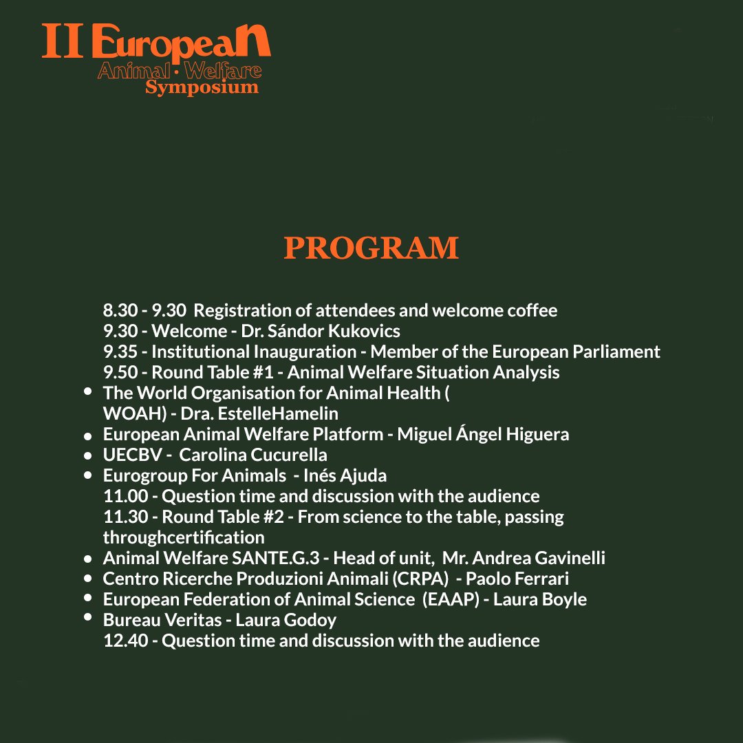 AWcommitment's tweet photo. 💡 Discover the program of the II International Symposium about European Animal Welfare, which will discuss how to reliably guarantee animal welfare.

Don't skip this unmissable event for the entire sector👉

https://t.co/NBuq8tAVXm 

#EUAnimalWelfare💚🇪🇺 #AWCommitment https://t.co/tf7PcuUfqq