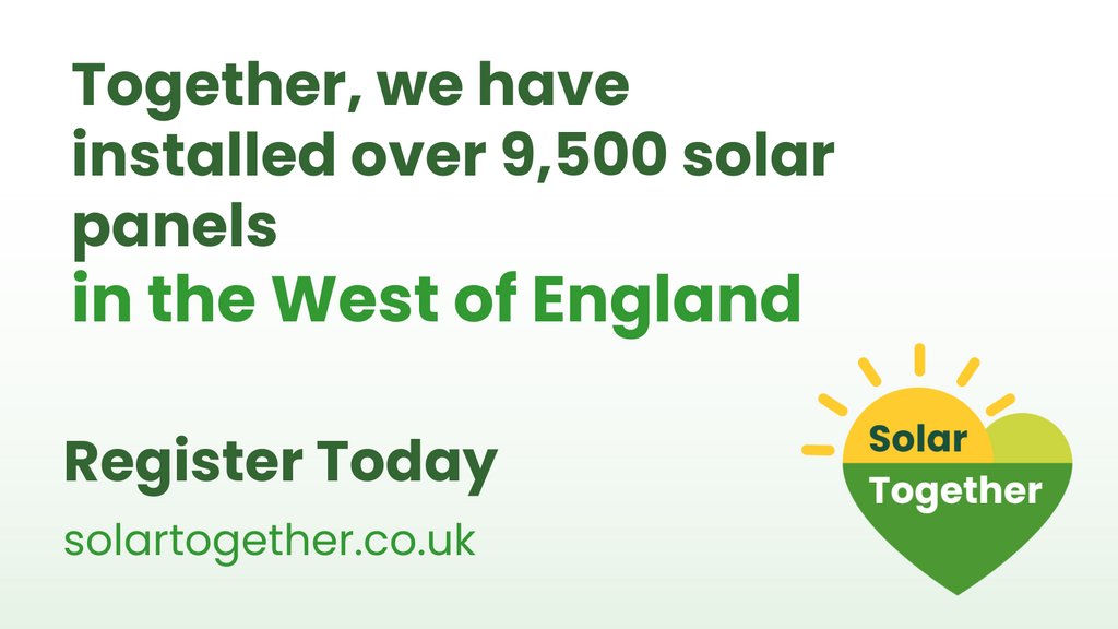 SolarTogetherUK's tweet image. ☀️Over 9,500 solar panels have already been installed in the #WestOfEngland. Register now and receive a free installation offer ➡️ bit.ly/3FIgSmE⬅️

@WestofEnglandCA @BristolCouncil @bathnes @NorthSomersetC
@sgloscouncil