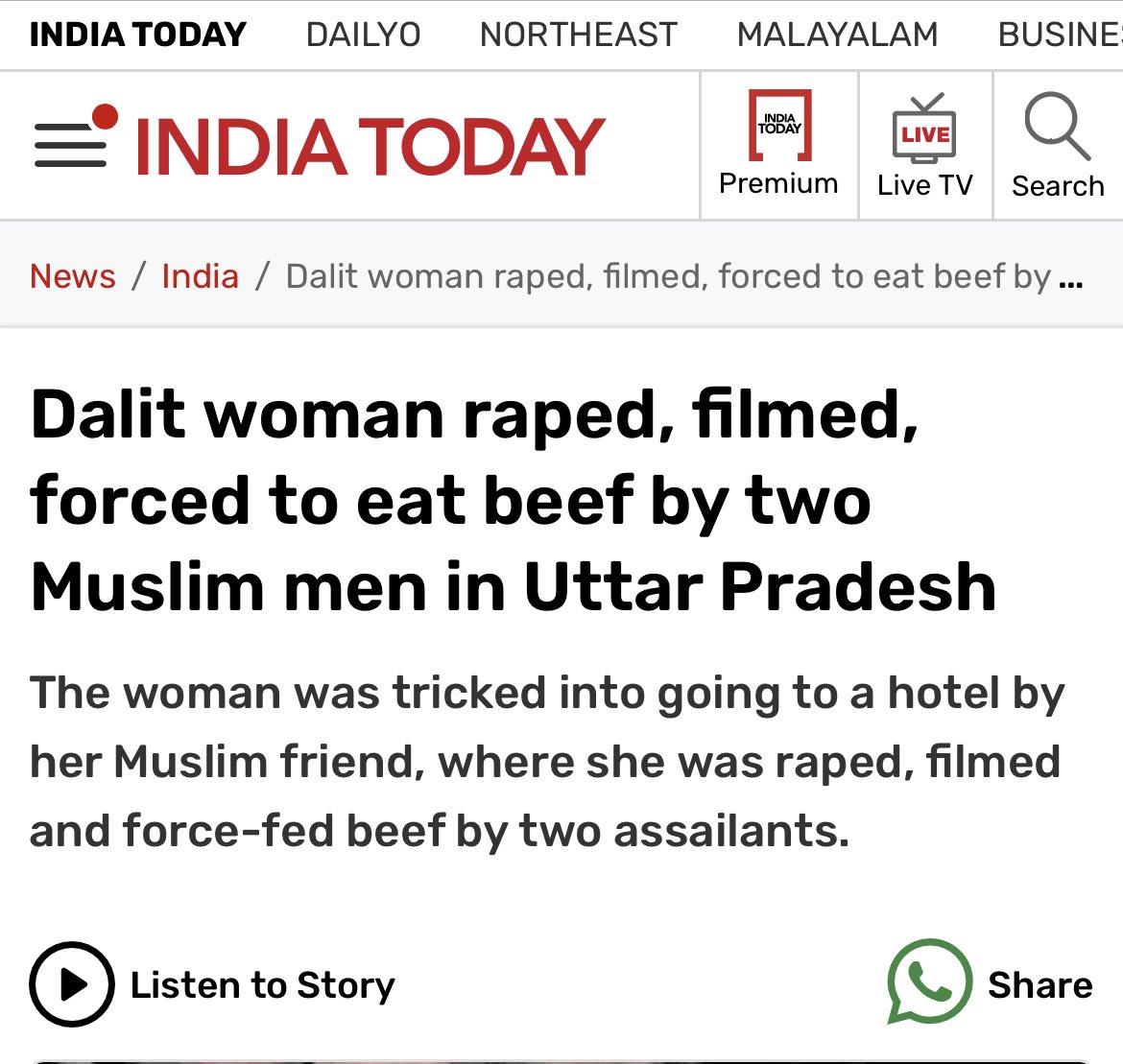 Absolutely Shocking 😡 A Dalit woman was raped, filmed & made to eat Beef by her Muslim friends Where are the champions of Dalit rights..? Where are the so called Secular Muslims..? Will Zubair run this story..? Where are those who targeted Hindus of Manipur...?