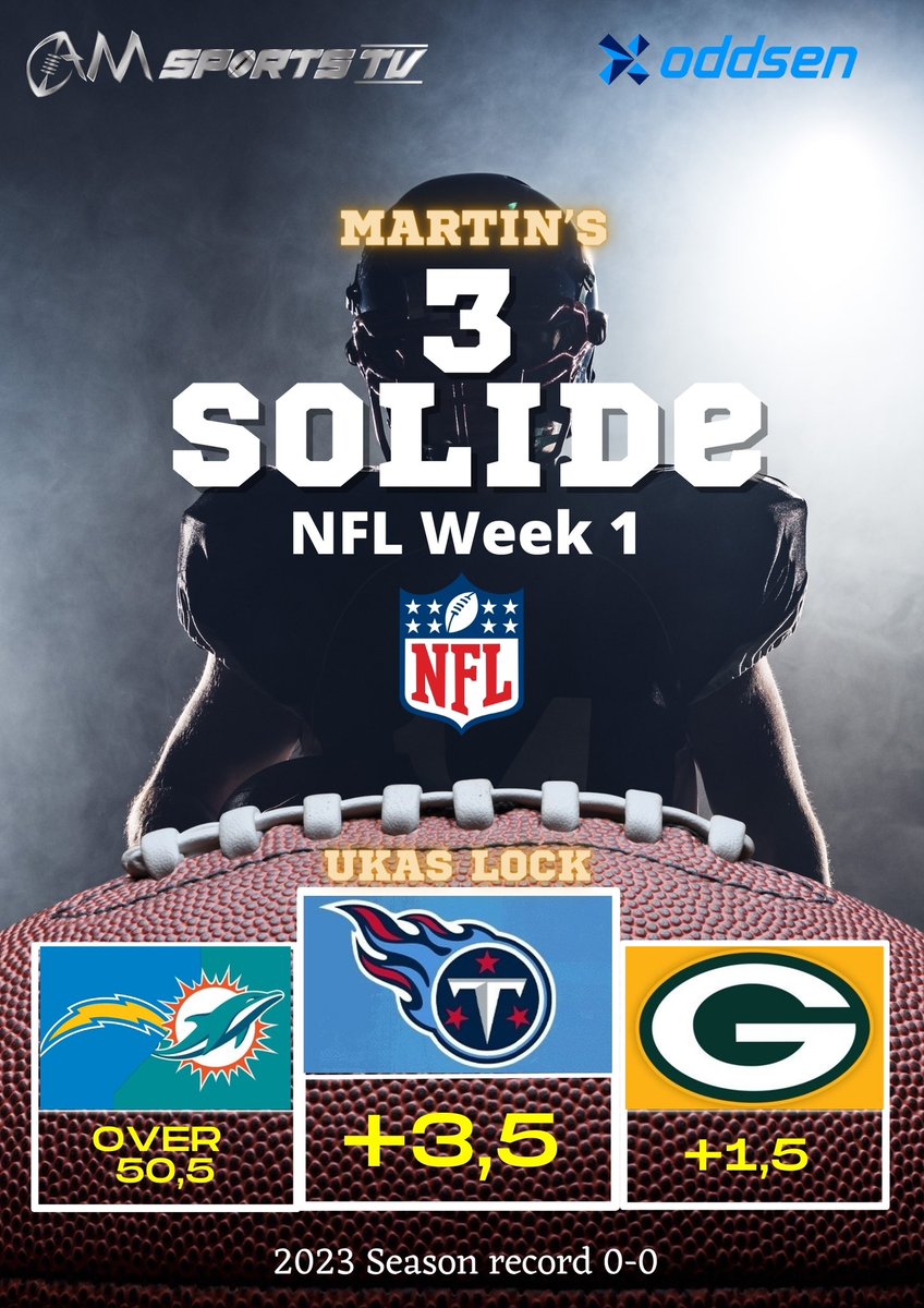 Gusterud's tweet photo. 🚨Martin’s 3 SOLIDE Week 1🚨
Mens vi nyter denne fantastiske sporten så inviterer jeg til å samle våre kunnskaper og tjene litt penger! 📈💰 Her er mine locks, og jeg vil høre DINE❗️🔐
@NorskNFL @NorskTippingAS @ovalballpod https://t.co/kMl2CrzU9z