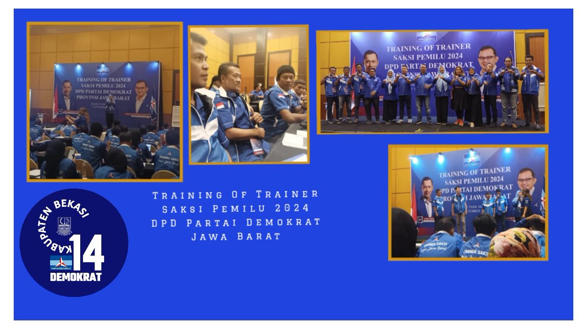 BekasiDpc's tweet photo. #trainingoftrainer #saksipemilu2024 #demokratjawabarat #ahy #agusyudhoyono #pemimpinperubahan #antonsuratto #demokratkabupatenbekasi #hajiromlihm #bekasi #kabupatenbekasi #jawabarat #swatantrawibawamukti https://t.co/cEVQM8Dboo
