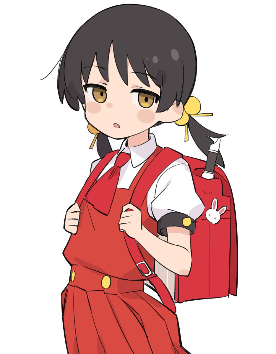 1girl backpack randoseru solo bag recorder twintails  illustration images