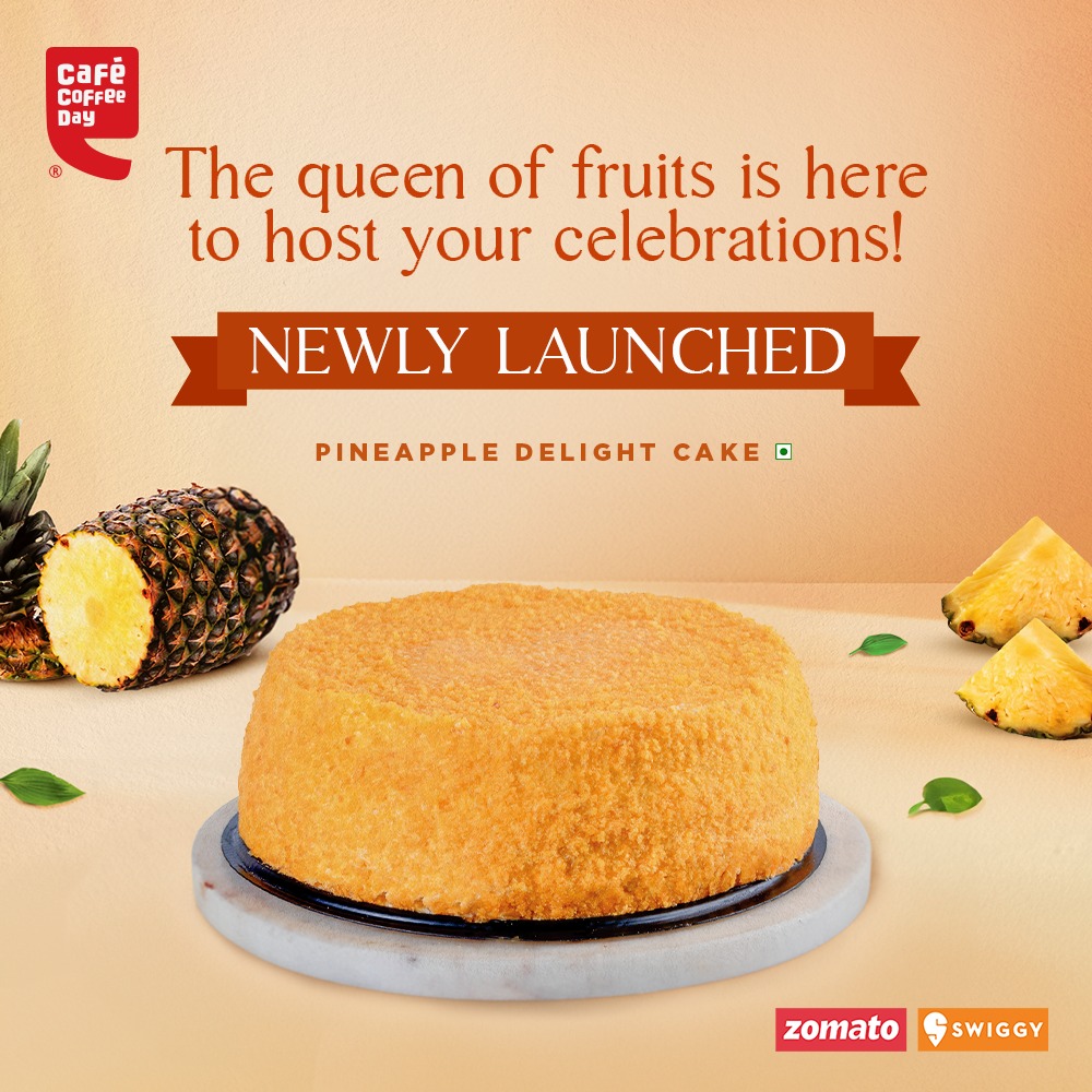 A taste like no other filled with richness of pineapple. Introducing our all-new Pineapple Delight Cake, have a bite and fall in love with it. Grab it from your nearest CCD or order online by using the link linktr.ee/ccdorderonline #cafecoffeeday #CCD #pineapple #pineapplecake