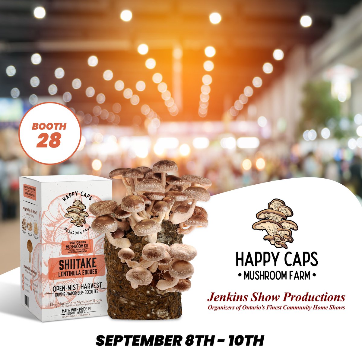 happycaps_hfx's tweet photo. Hey Oakville! We are at the fall @lifestylehomeshows today, tomorrow, and Sunday. If you’re around, come visit us! #oakville #homeshow #lifestylehomeshows #happycaps #mushrooms https://t.co/95bPSBUFfF