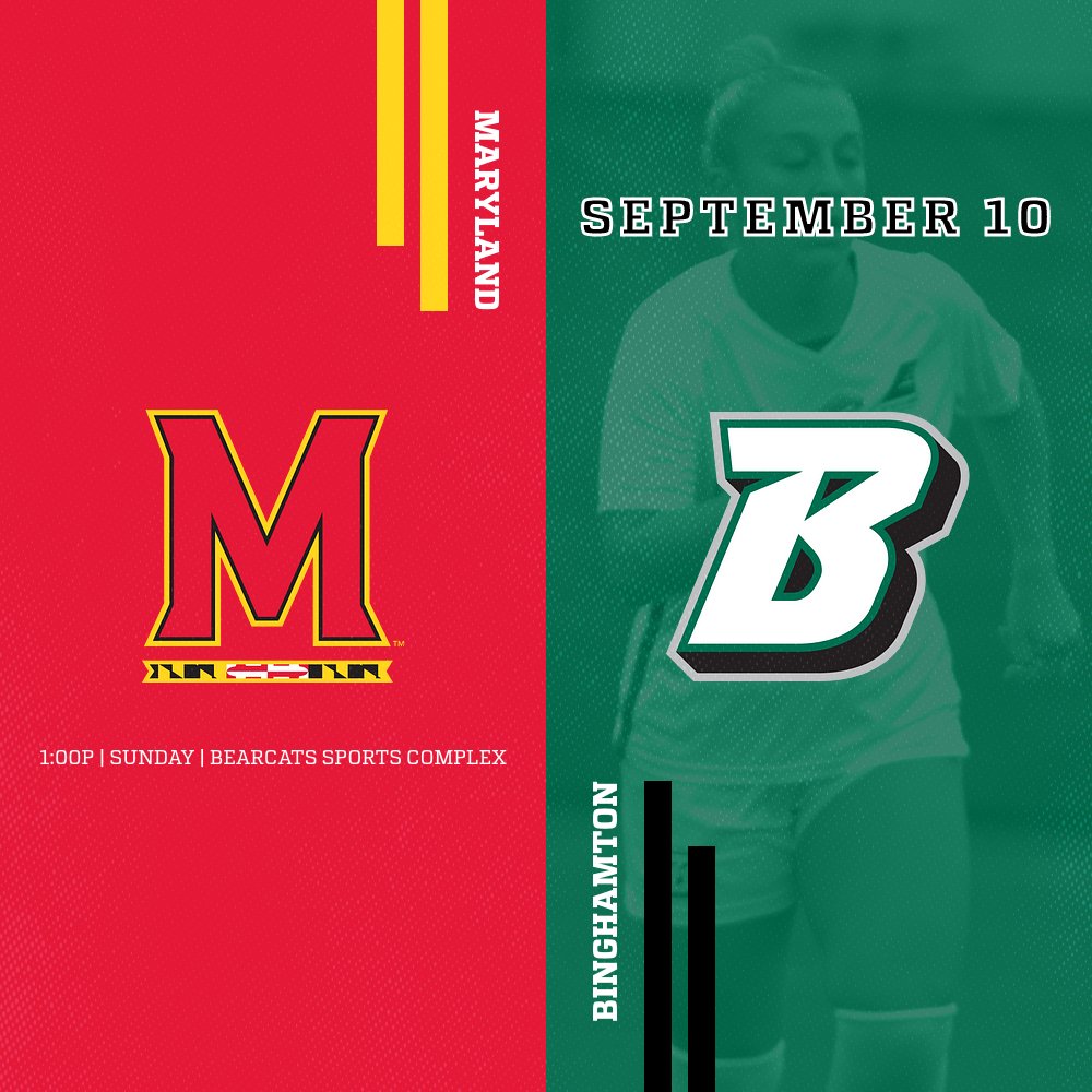 BinghamtonWSOC's tweet image. The Bearcats are staying home this weekend. They welcome @terpswsoccer to Binghamton on Sunday at 1:00pm.

Get you and everyone you know to the stadium. If you can't make it, catch the game on ESPN+

#binghamtonwomenssoccer #collegesoccer #backathome