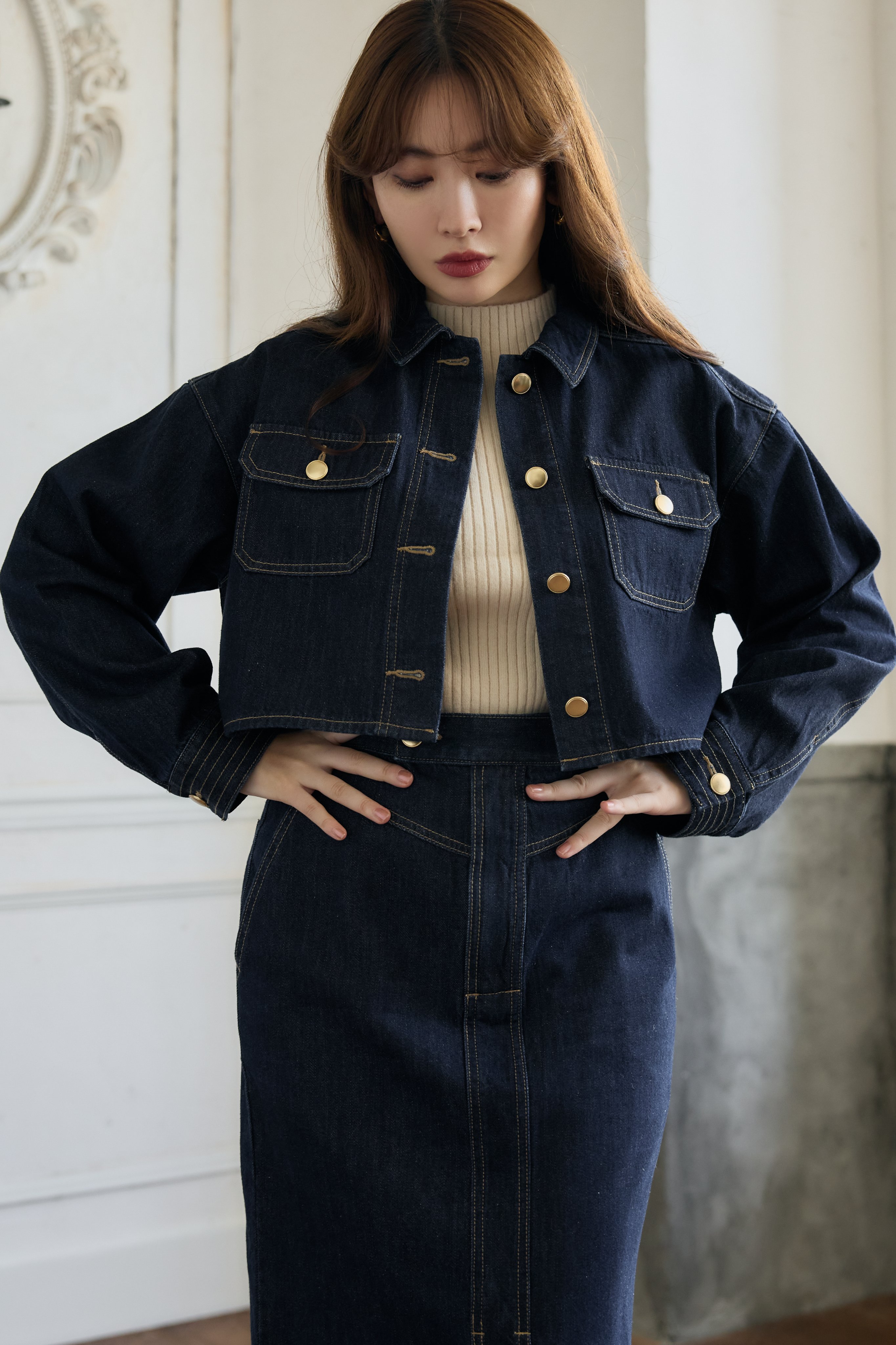 herlipto Milano Cropped Denim Jacket